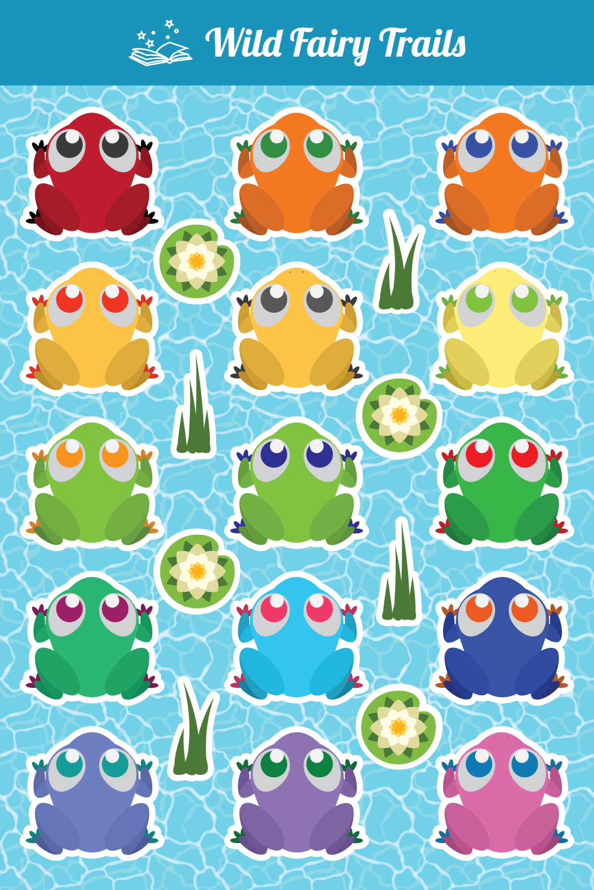 Rainbow Frogs Sticker Sheet